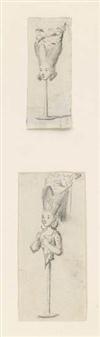 GEORGE DANCE THE YOUNGER (London 1741-1825 London) Group of 7 drawings, including 3 watercolors and 4 pencil drawings.